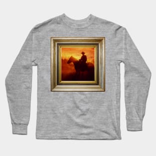 Silhouette Cowboy in retro vintage frame Long Sleeve T-Shirt